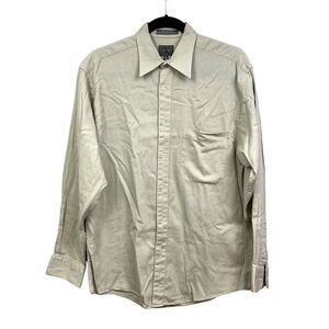 Calvin Klein Mens Button Up Shirt Long Sleeve Pen Pocket Beige Size 32-33‎ 15